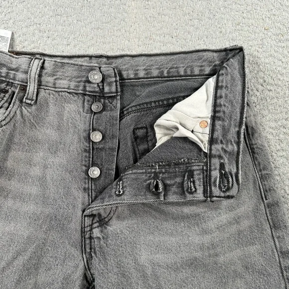 Levi's 501 '93 Jeans Men's 30x28 Gray Denim Straight Faded Distressed Button Fly - Picture 7 of 12